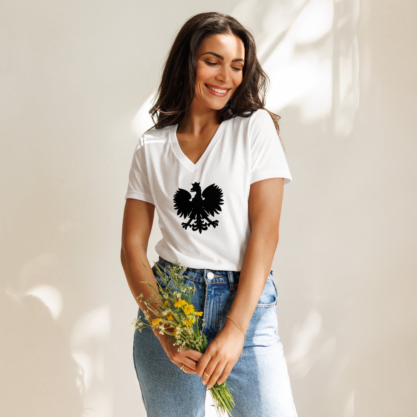 Polish Eagle | Basic Design | Women’s relaxed v-neck t-shirt